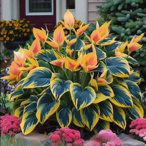 Хоста Флейм Данс купить по цене от 650р. в интернет-магазине «Посадика» с доставкой почтой в в Городищее и по всей России – [изображение №1].